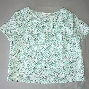 🌸Teal White Scalloped Open Back Crop Top